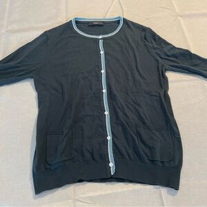 MaxMara Black Cardigan with Blue Trim